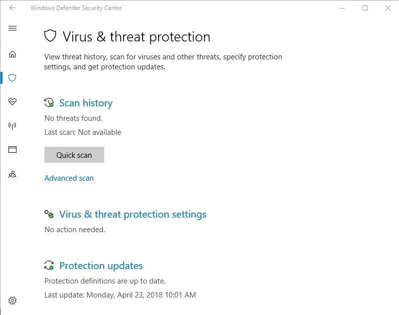Windows Defender usunie złośliwe oprogramowanie z komputera, dzięki czemu Twój mikrofon będzie działał płynnie.