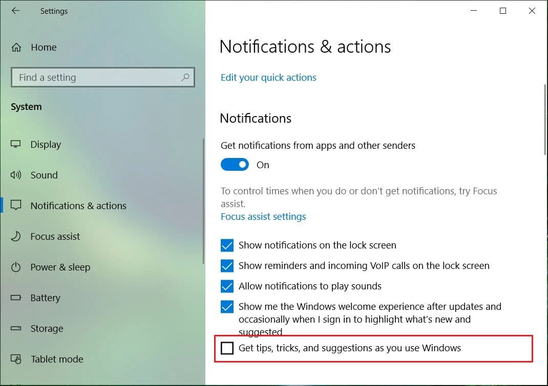 Przewiń w dół, aż znajdziesz Wskazówki, porady i sugestie dotyczące korzystania z systemu Windows