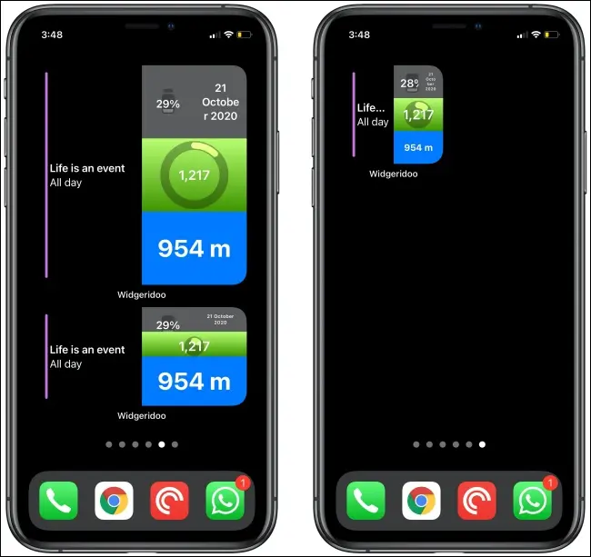 Două Widgeturi Widgeridoo pe două iPhone-uri.