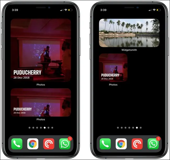 Widgeturi Fotografii pe două iPhone-uri.