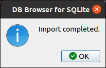 Cuadro de diálogo de notificación de importación completada