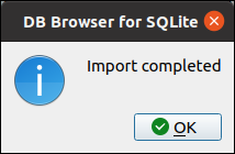 Cuadro de diálogo de notificación de importación completada