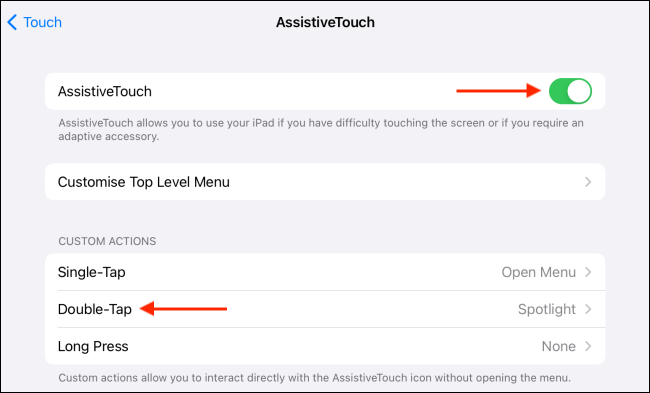 Tocca due volte Gesto in AssistiveTouch
