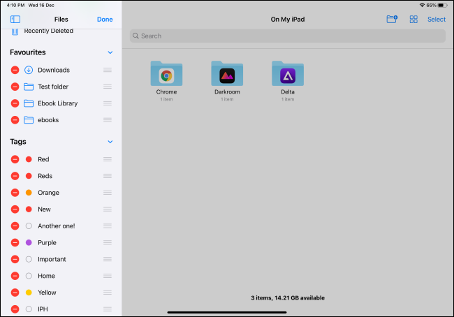 Modifica della barra laterale nell'app File