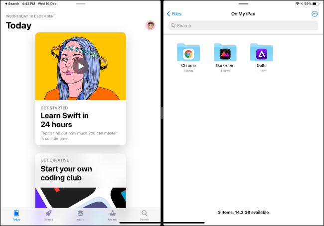 Due app in visualizzazione divisa