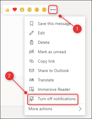 L'option de menu "Désactiver les notifications" pour une conversation.