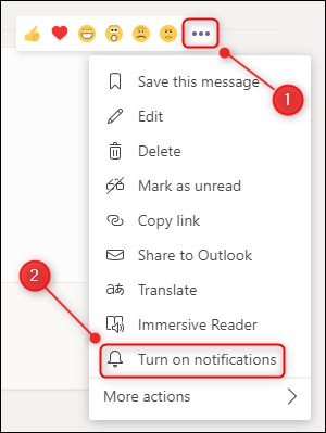 L'option de menu "Activer les notifications" pour une conversation.