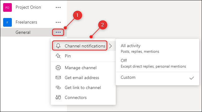 L'option "Notifications de chaîne".
