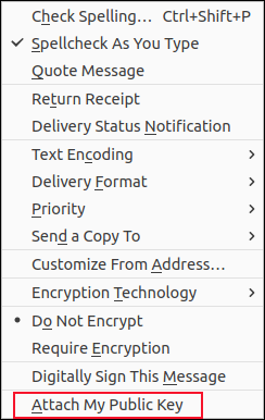 Menu a discesa Opzioni e-mail