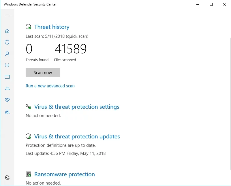 Windows Defenderは、PCをスキャンしてマルウェアを検出できます。
