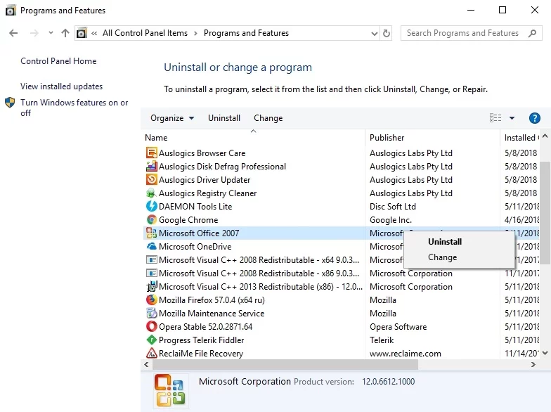 Officeを修復して、MSOutlookを修正します。