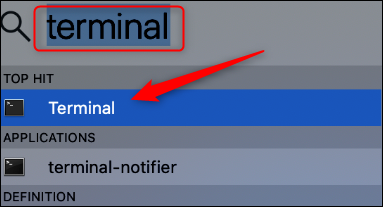 Terminal-App in der Spotlight-Suche