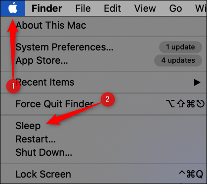 Versetzen Sie den Mac über das Apple-Menü in den Ruhezustand