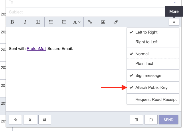 Hängen Sie Ihren öffentlichen PGP-Schlüssel in ProtonMail an