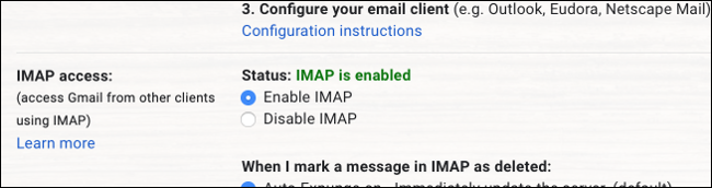 已启用 Gmail IMAP
