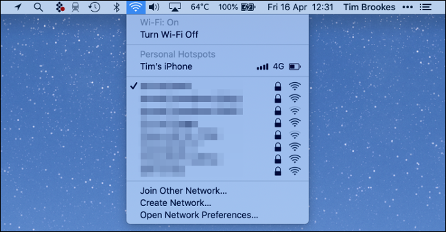 Stato Wi-Fi di macOS