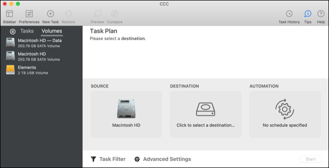 Carbon Copy Cloner en macOS