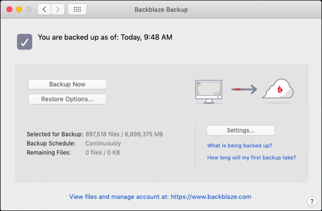 Backblaze para mac OS