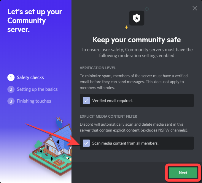 ทำเครื่องหมายที่ช่อง "สแกนเนื้อหาสื่อจากสมาชิกทั้งหมด" เพื่อให้ Discord สแกนและลบสื่อโดยอัตโนมัติหากมีเนื้อหาที่ชัดเจน