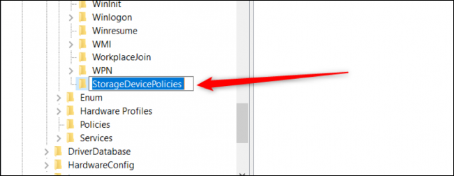 สร้างโฟลเดอร์ใหม่ชื่อ "StorageDevicePolicies"