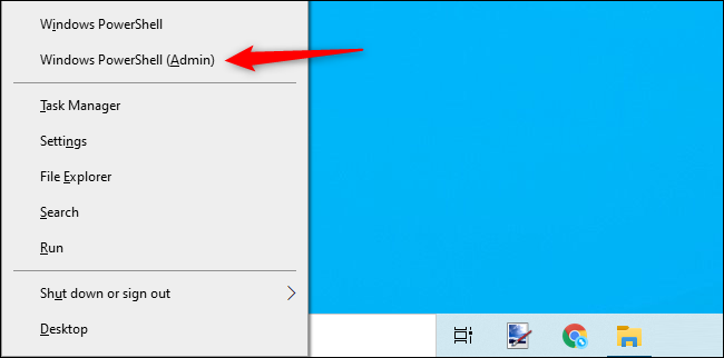 Fare clic con il pulsante destro del mouse su Start e selezionare "Windows PowerShell (Admin).")