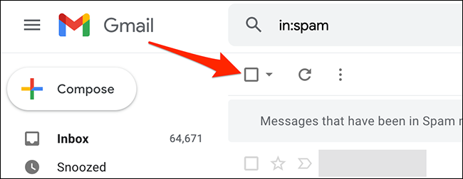 Fai clic sull'opzione "Seleziona" su Gmail.
