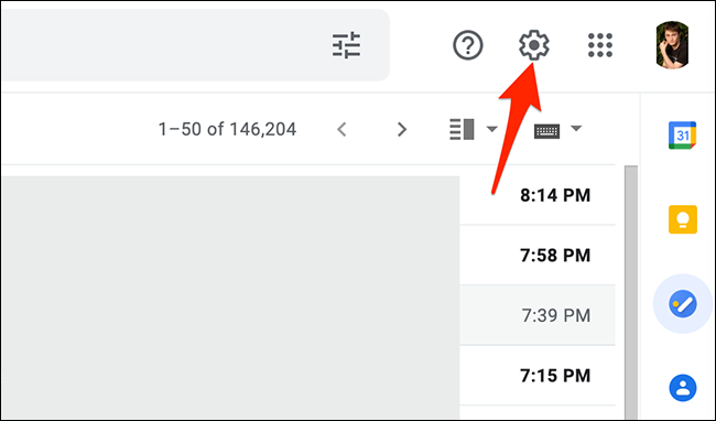 Fai clic sull'opzione "Impostazioni" su Gmail.