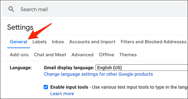 Fai clic su "Generale" in "Impostazioni" su Gmail.