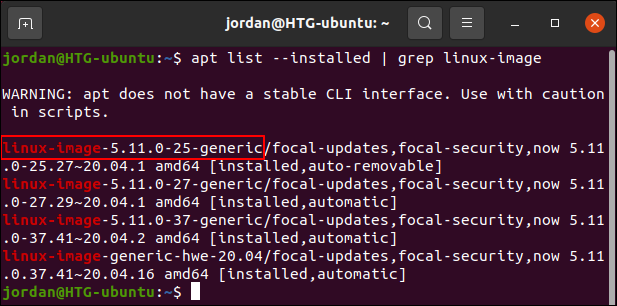 Lista de núcleos instalados en Ubuntu usando apt
