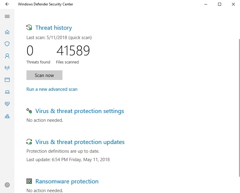 Windows Defender는 PC에서 맬웨어 및 바이러스를 검사합니다. 이렇게 하면 많은 문제가 해결될 수 있습니다.