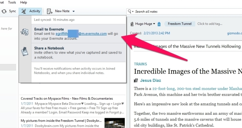 E-Mail an Evernote