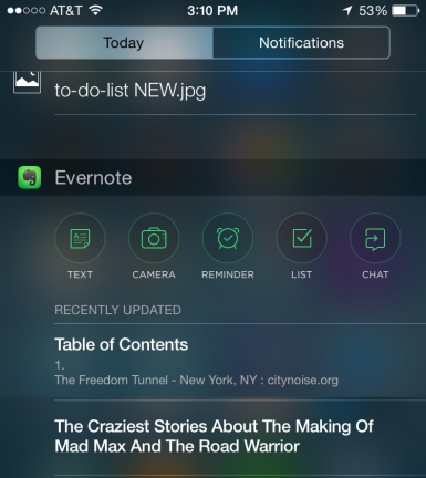 Verwenden Sie iOS Evernote in Benachrichtigungen