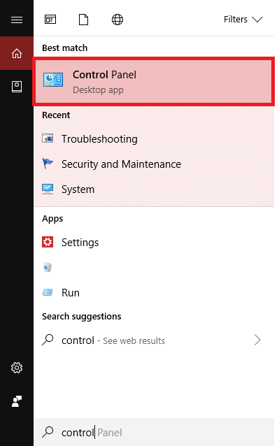 Accédez à la barre de recherche du menu Démarrer et recherchez le panneau de configuration