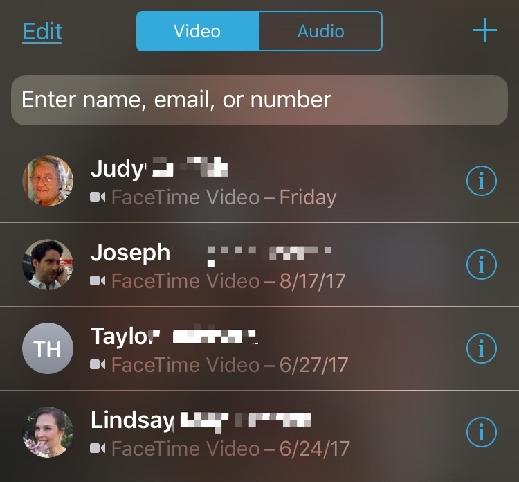 FaceTime通話履歴