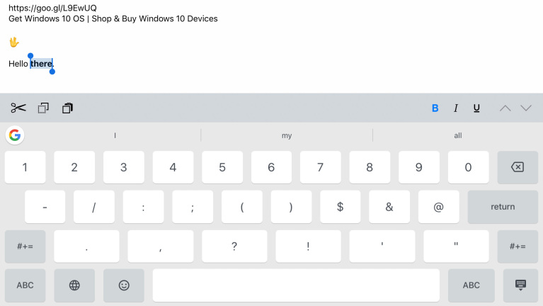 Barra degli strumenti della tastiera per iOS