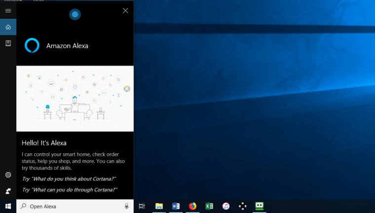 使用 Cortana 打開 Alexa