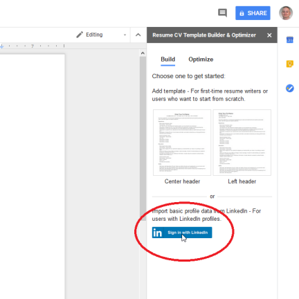 นำเข้าประวัติย่อจาก LinkedIn