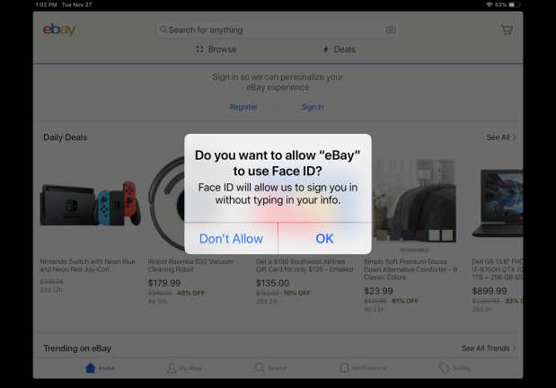 Melden Sie sich mit Face ID bei Apps an