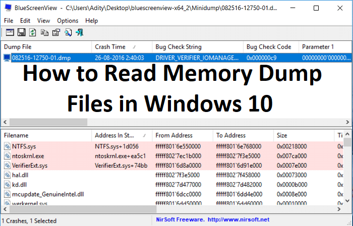 كيفية قراءة ملفات تفريغ الذاكرة في نظام التشغيل Windows 10