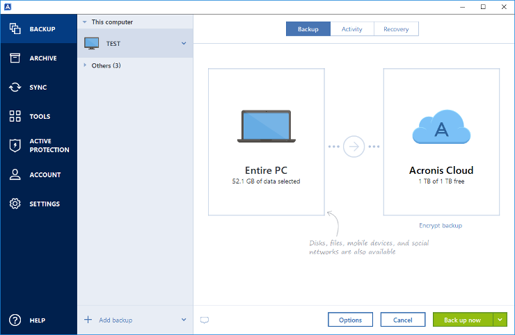 Imagen real de Acronis