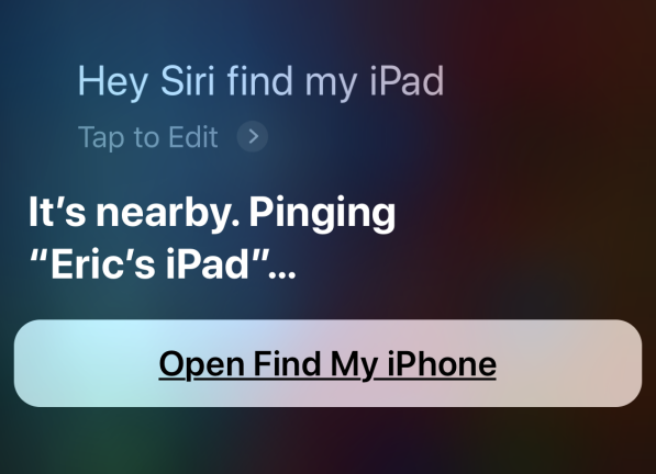 Siri를 통해 다른 iOS 기기 찾기