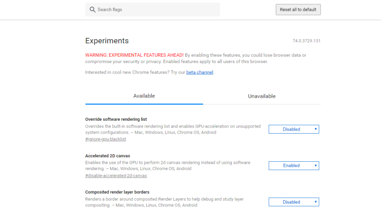 Chromeフラグにアクセスする方法