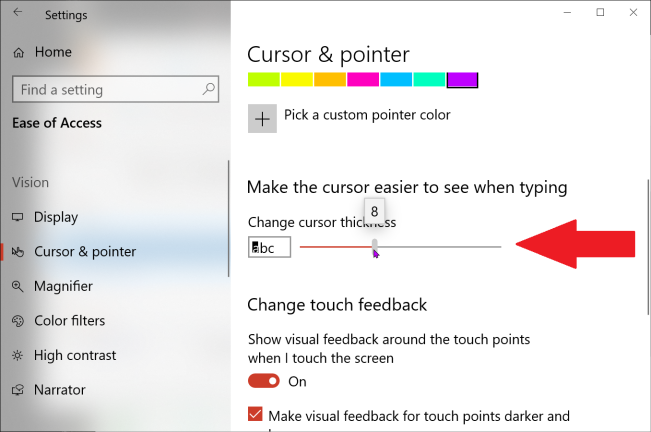 Visibilidade do cursor