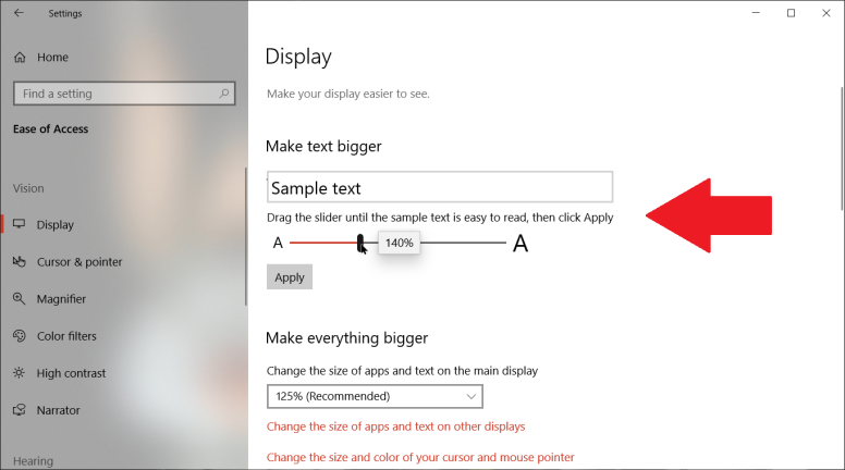 Tornar o texto maior no Windows