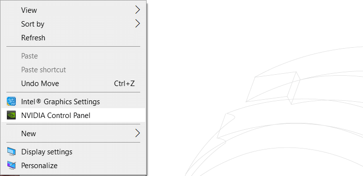Faites un clic droit sur le bureau et sélectionnez Panneau de configuration NVIDIA