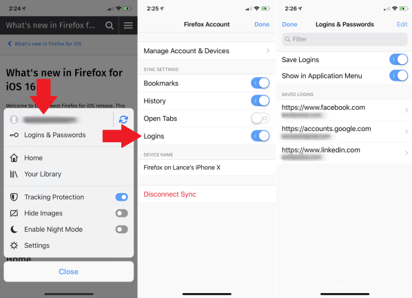 Paramètres de synchronisation sur iOS