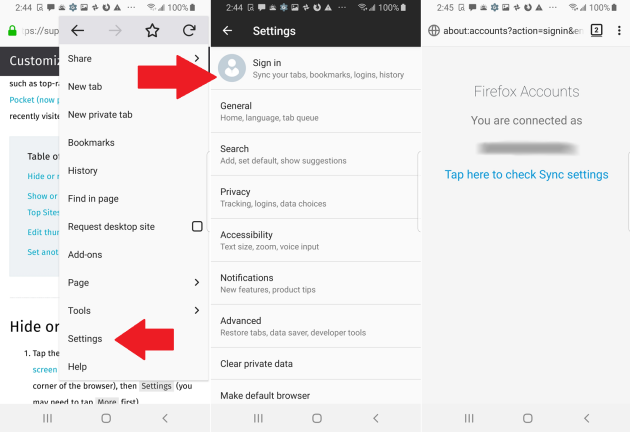 Activer la synchronisation sur Android