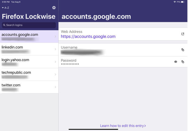 Configurer Firefox Lockbox sur iOS