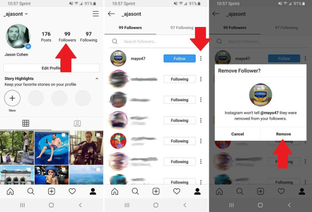 Remover seguidores