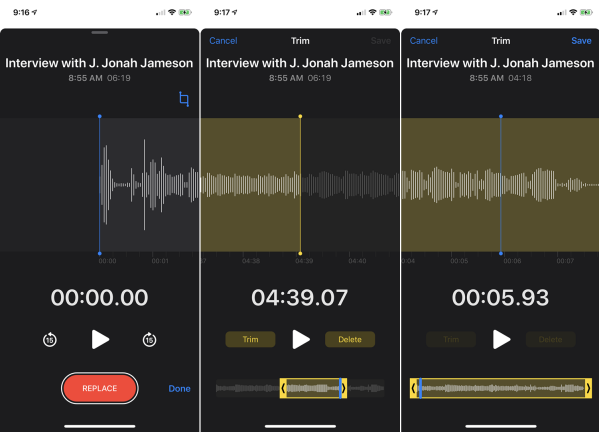 在 iPhone 上删除部分录音